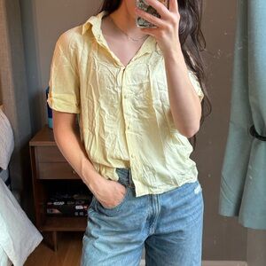 90s Yellow Short Sleeve Button Down